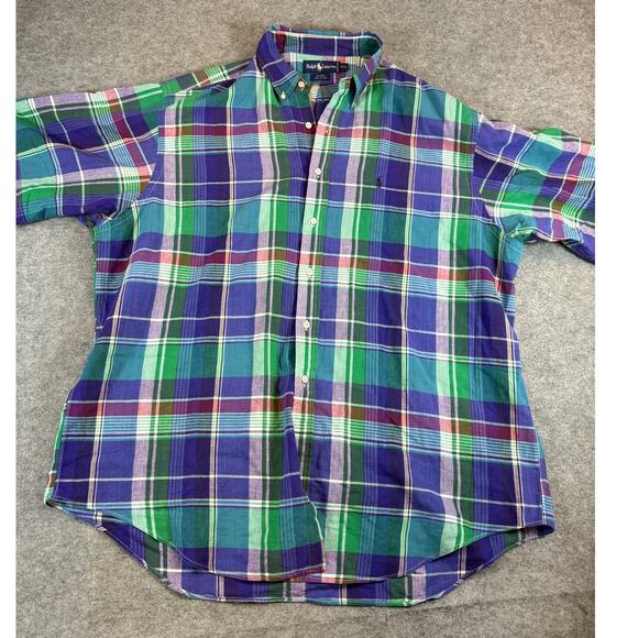 VTG Ralph Lauren Blaire Button Down Shirt Mens 2XL Purple Plaid Western Cowboy - Picture 4 of 6